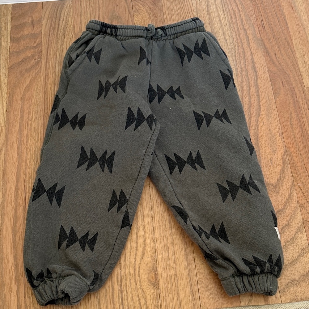Zara Kids Geometric Print Joggers Green Black Sweatpants Boys 4T